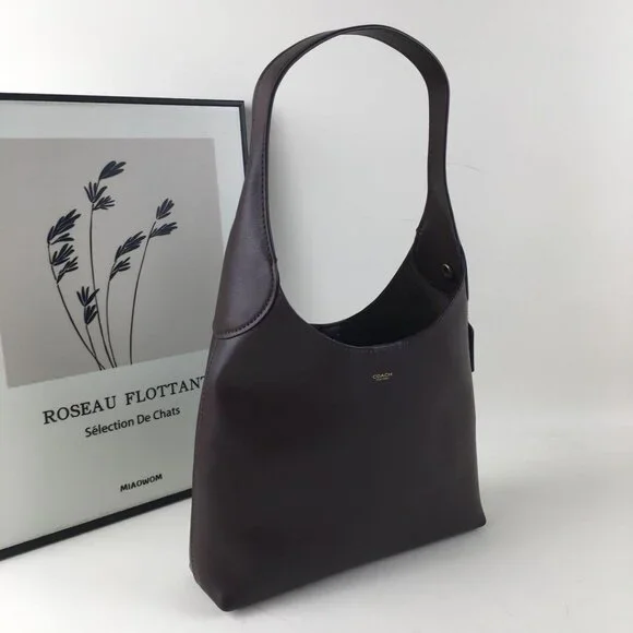 COACH Brooklyn 28 - Classic Leather Chic Tote Bag - BLACK - Picture 3 of 6